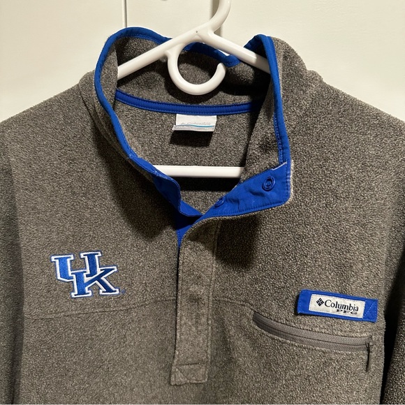 University of Kentucky UK Columbia PFG Fleece Half-Snap Pullover, Gray - Picture 2 of 5